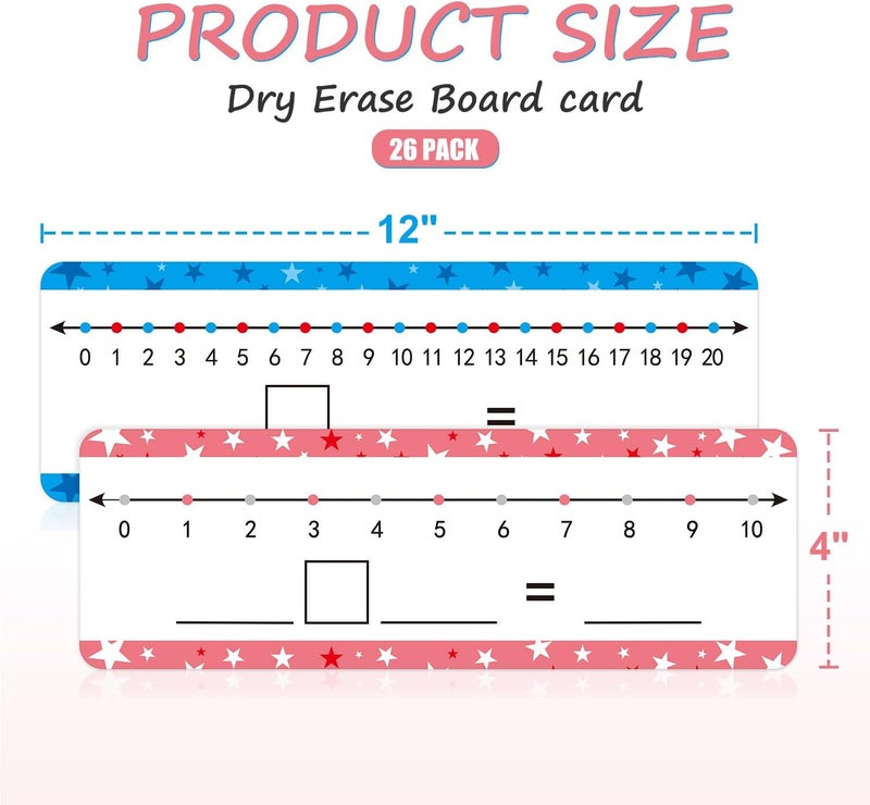 WEIZHEN 26 Pack Dry Erase Number Line Board Card 4”x12” Inch Double Sided Writable and Erasable Board Featuring 0-10 On One Side ，0-20 On The Other Side, Classroom Must Have Boards for Student - Image 2